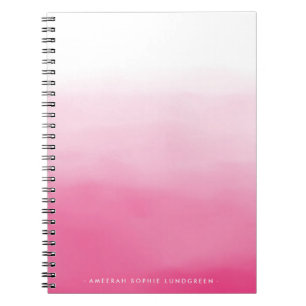 Cuaderno rosado brillante de Ombre de la acuarela