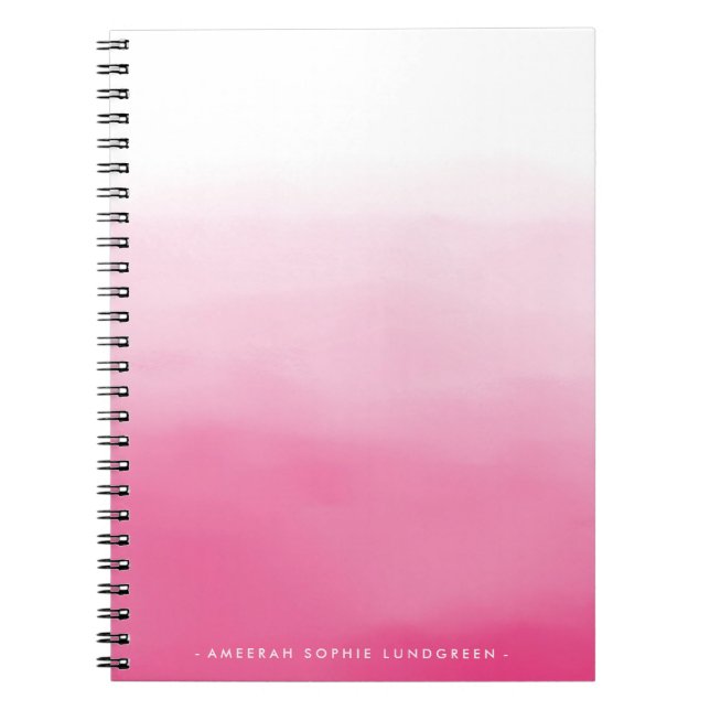 Cuaderno rosado brillante de Ombre de la acuarela (Frente)