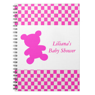 Cuaderno rosado de la ducha del oso de peluche