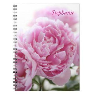 cuaderno rosado de los peonies