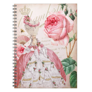 Cuaderno rosado de los rosas del vintage de Marie