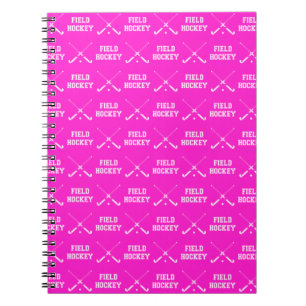 Cuaderno rosado del hockey hierba