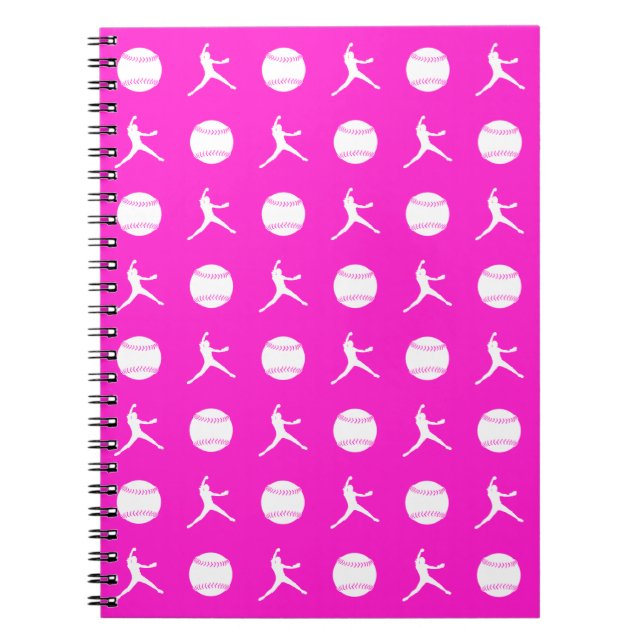 Cuaderno rosado del modelo de Fastpitch (Frente)