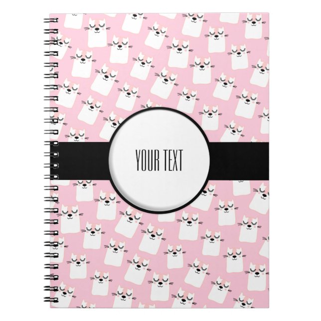 Cuaderno rosado del modelo del gato (Frente)
