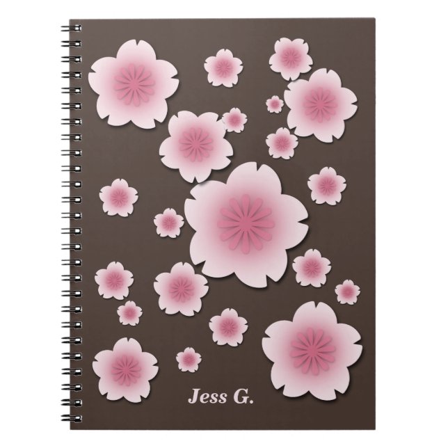 Cuaderno rosado del personalizado de las flores de (Frente)