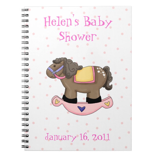 Cuaderno rosado dulce de Baby Shower del caballo (Frente)