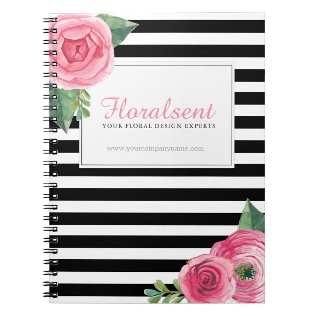 Cuaderno rosado elegante adaptable de los rosas (Frente)