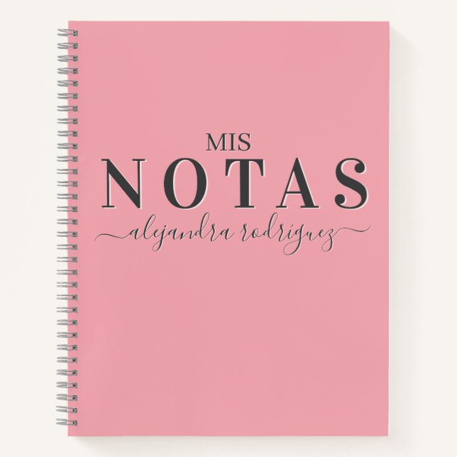 Cuaderno Rosado Elegante con nombre (Anverso)