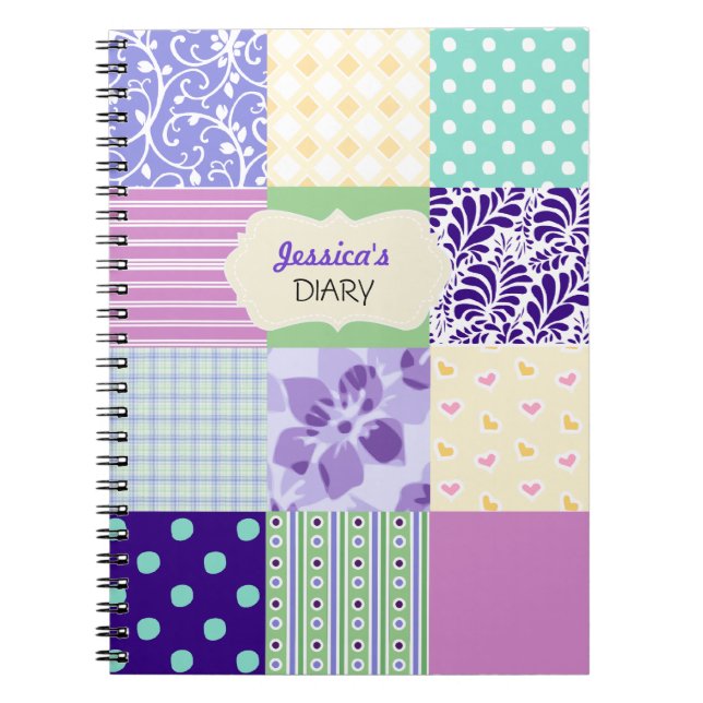 Cuaderno Rosado, púrpura y diario femenino personalizado (Frente)