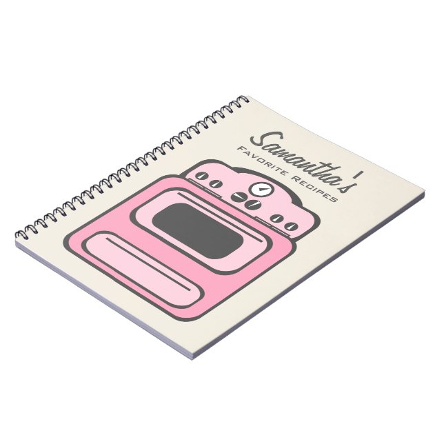 Cuaderno rosado retro de la receta de la estufa (Lado Izquierdo)