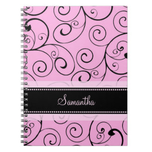 Cuaderno rosado y negro conocido de encargo de los