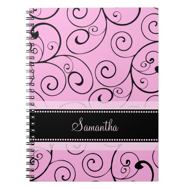 Cuaderno rosado y negro conocido de encargo de los (Frente)