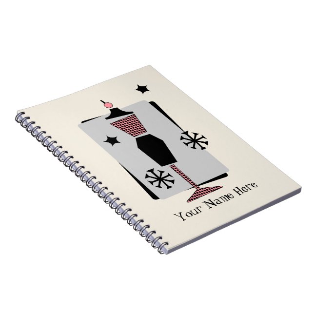 Cuaderno rosado y negro retro del maniquí de la (Lado Derecho)