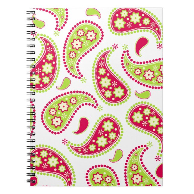 Cuaderno rosado y verde de Paisley (Frente)
