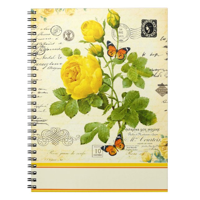 Cuaderno rosas amarillas vintage (Frente)
