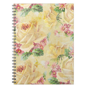 Cuaderno Rosas amarillos y margaritas rosadas