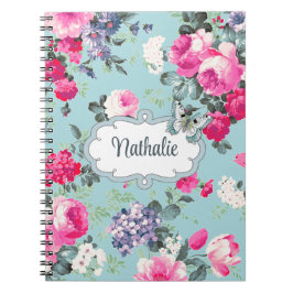Cuaderno Rosas antiguos y regalo de nombre personalizado de
