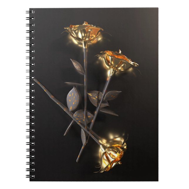 Cuaderno Rosas Ardientes – Elegancia Dorada (Frente)