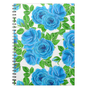 Cuaderno Rosas azules acuarela patrón transparente
