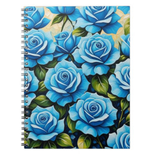 Cuaderno Rosas Azules Mosaico Bloc de Espiral Floral