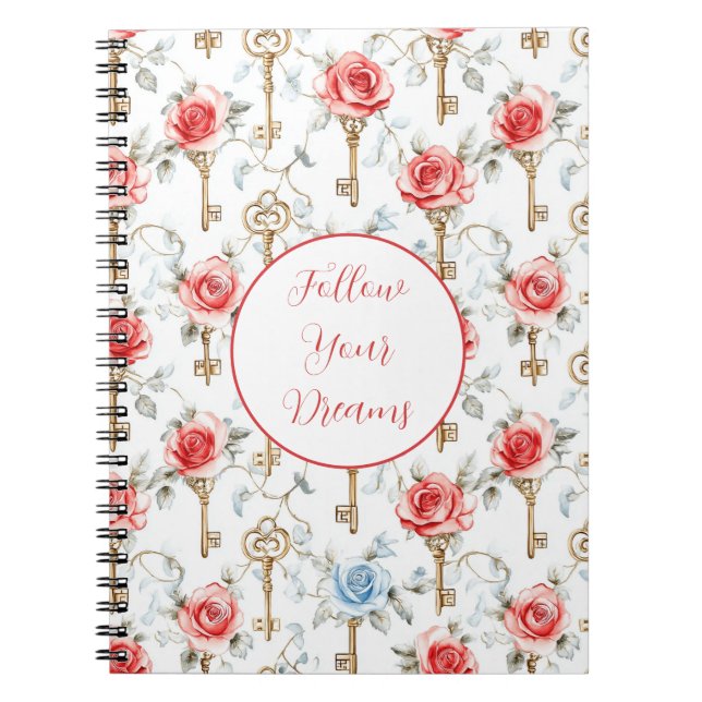 Cuaderno Rosas Azules Rojas Llaves Doradas   (Frente)