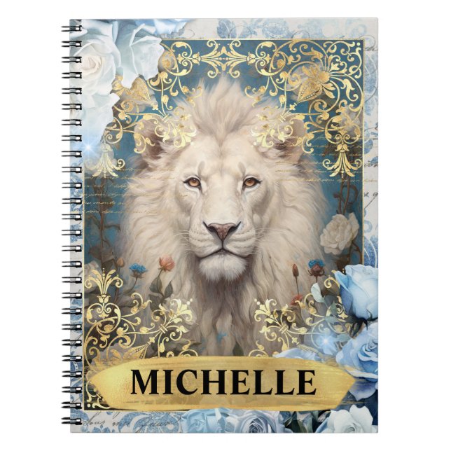 Cuaderno Rosas Azules Románticas y Fantasía de León (Frente)