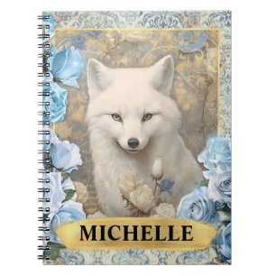 Cuaderno Rosas Azules Románticas y Fantasía de Zorro Blanco