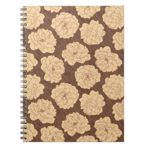 Cuaderno Rosas barrocos de nogal marrón - sin costuras.