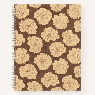 Cuaderno Rosas barrocos de nogal marrón - sin costuras.