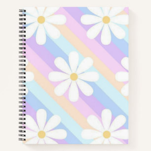 Cuaderno rosas blancas con un fondo colorido
