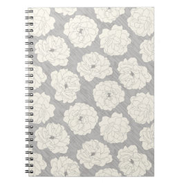 Cuaderno Rosas blancas en gris claro - patrón sin fisuras.