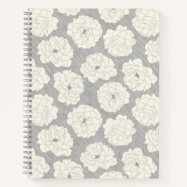 Cuaderno Rosas blancas en gris claro - patrón sin fisuras.