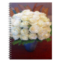 Cuaderno Rosas blancas en una malla azul