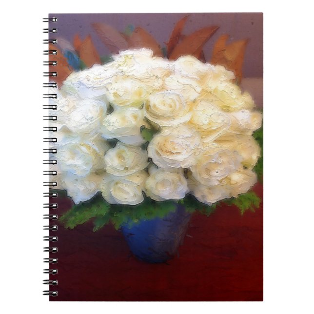 Cuaderno Rosas blancas en una malla azul (Frente)