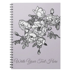 Cuaderno Rosas blancas pintadas en polvo rosa