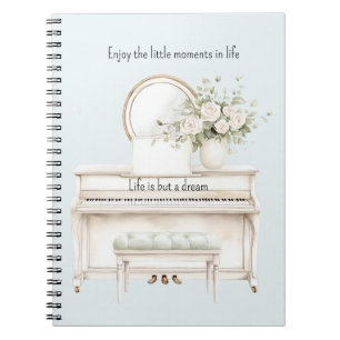 Cuaderno Rosas Blancas Románticas Piano la vida no es más q