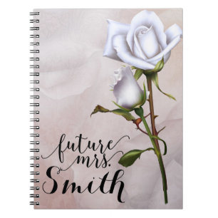 Cuaderno Rosas Blancas Suaves Elegante Estilo Shabby Chic F