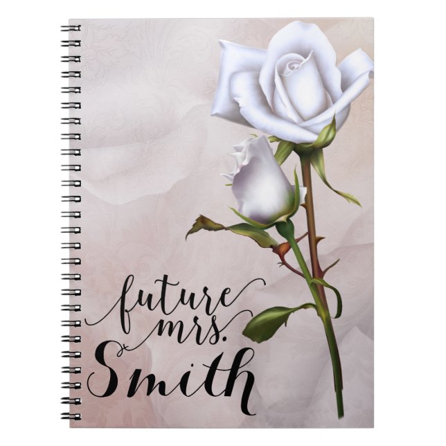 Cuaderno Rosas Blancas Suaves Elegante Estilo Shabby Chic F (Frente)