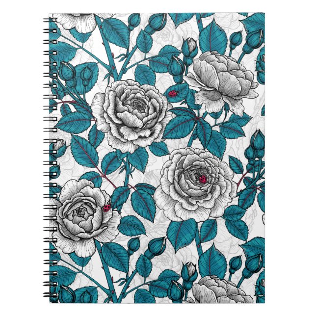 Cuaderno Rosas blancas y ladybugs (Frente)