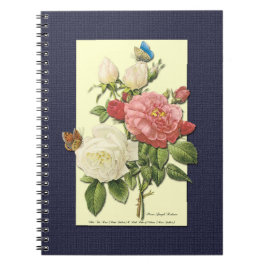 Cuaderno Rosas botánicos de color blanco rosado