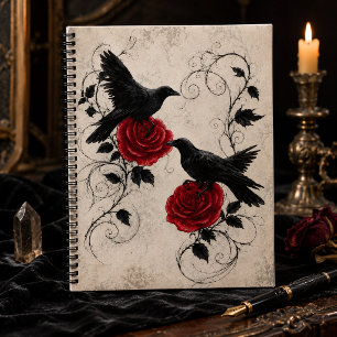 Cuaderno Rosas Carmesí Cuervos Góticos Vintage