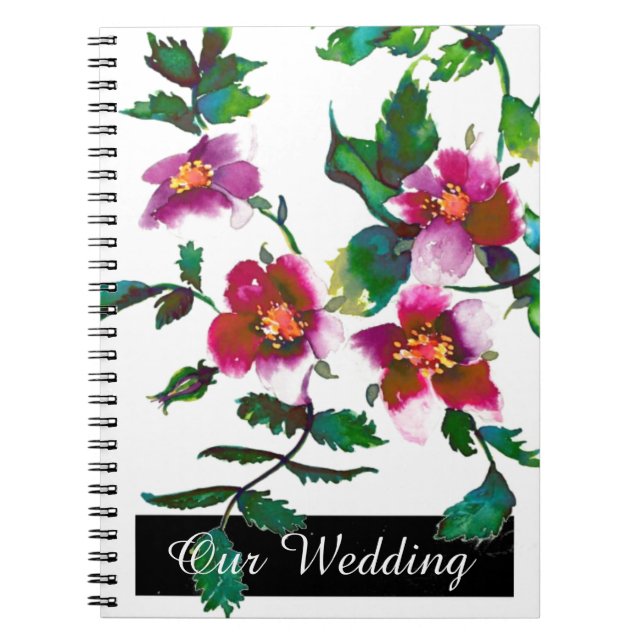 Cuaderno Rosas de acuarela magenta rosa de color rosa (Frente)