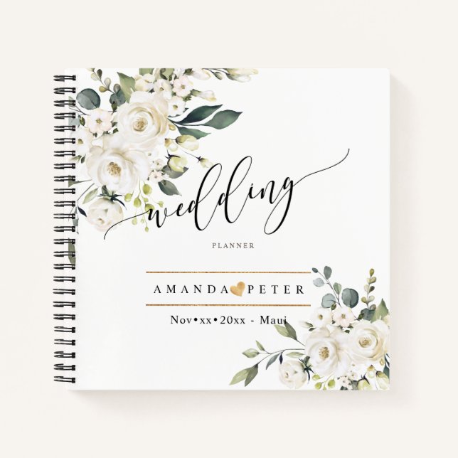 Cuaderno Rosas de alabastro en acuarela boda elegante (Anverso)