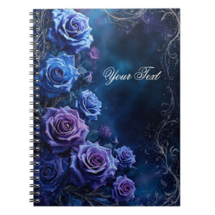 Cuaderno Rosas de boda de fantasía azules y moradas