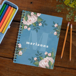 Cuaderno Rosas de bonito Monograma Vintage Floral Verdor