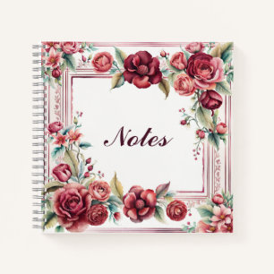Cuaderno Rosas de Borgoña con Marco Elegante