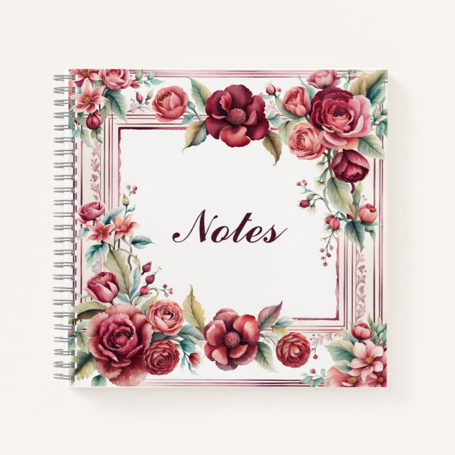 Cuaderno Rosas de Borgoña con Marco Elegante (Anverso)
