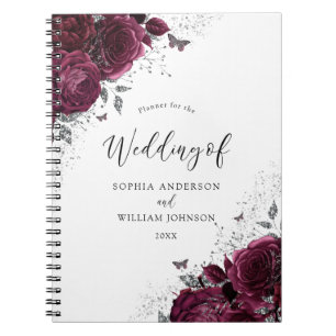Cuaderno Rosas de Borgoña planificador de bodas plateadas