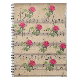 Cuaderno Rosas de cosecha y hoja musical