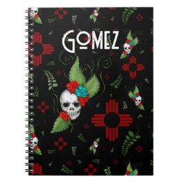 Cuaderno Rosas de cráneo Zia Sun Greenery Nuevo México Negr
